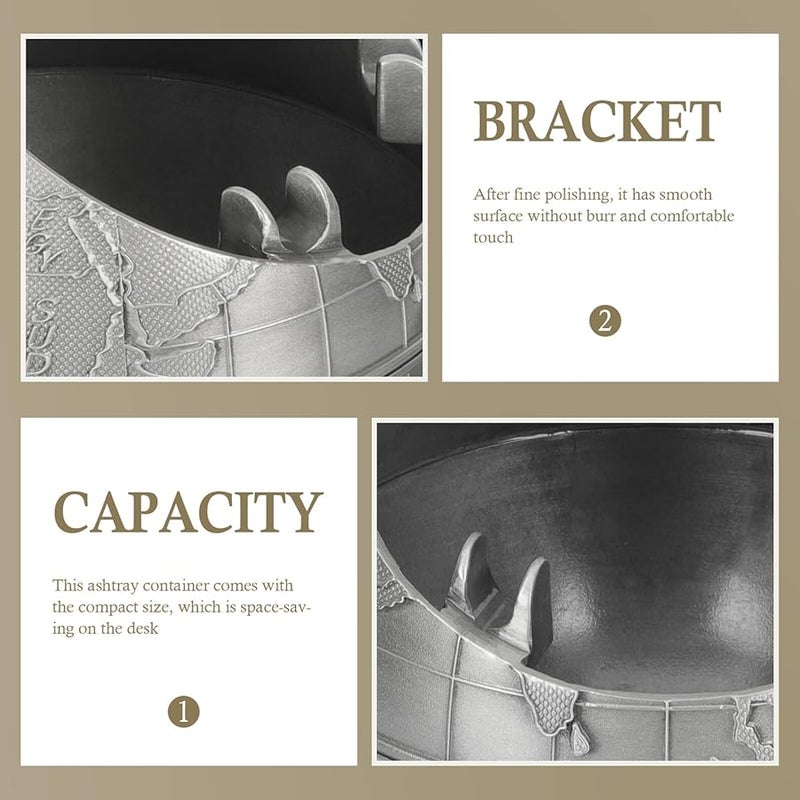 Antique Style Windproof Ashtray with Lid Desktop Storage Bucket for Office Home Smoking Decor Gift - Image 4